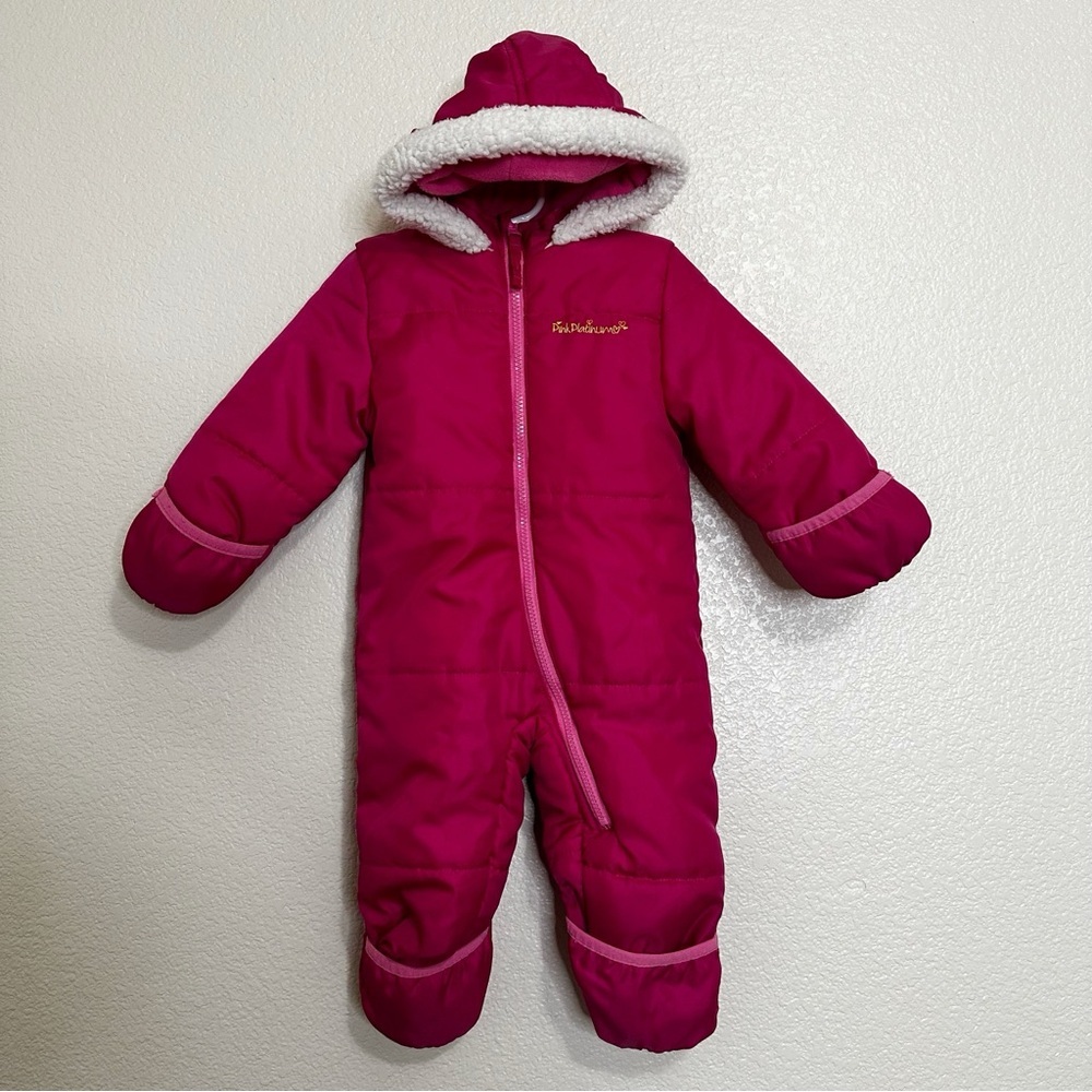 Pink Platinum 12/18 Months Baby Girl Puffer Hoodie Winter Snow Suit